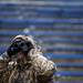 Ken Mcnamee watches warmups using binoculars before the game between Michigan and Illinois on Saturday. Daniel Brenner I AnnArbor.com